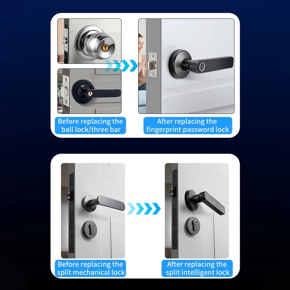 M5 Tuya BLE Fingerprint Door Lock Smart Digital Electronic Lock with Password/Key/IC Card(Optional)/ Smartlife/ Tuya APP Unlock - 6