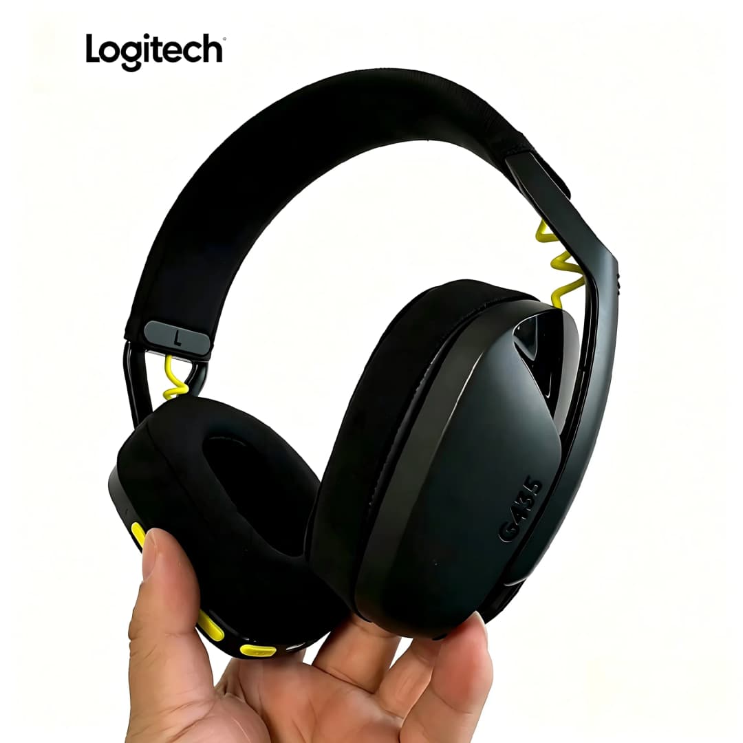 سماعة رأس الألعاب Logitech G435 لاسلكية، صوت محيطي، متوافقة مع الألعاب والموسيقى، مع ميكروفون، سماعات رأس لاسلكية