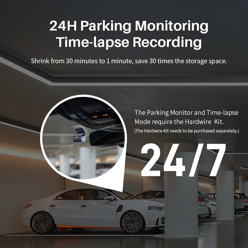 كاميرا KAWA MINI 3 Pro بدقة 2K لداشكام السيارة مع تسجيل فيديو وتحكم صوتي وواي فاي ومراقبة وقوف السيارات 24 ساعة - 5