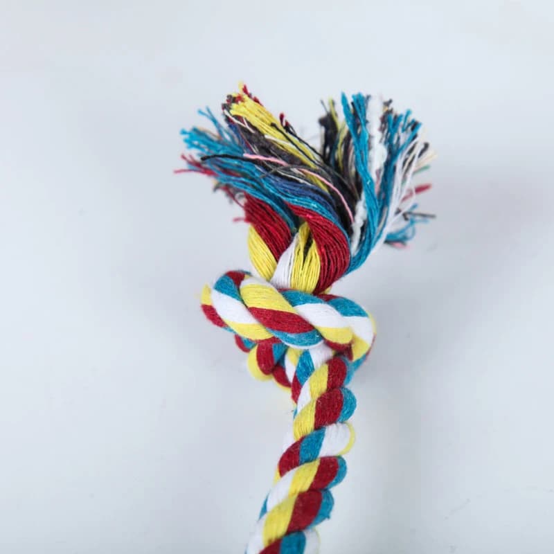 Random Color Pet Dog Toy Bite Rope Double Knot Cotton Rope Funny Cat Toy Bite Resistant and Sharp Teeth Pet Supplies Puppy Toys - 2
