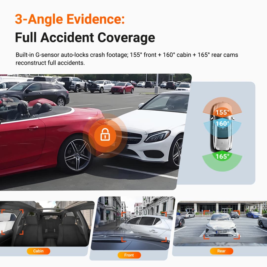 كاميرا Vantrue N4 Pro S بثلاث قنوات STARVIS 2 HDR رؤية ليلية بالأشعة تحت الحمراء 4K+1080P+2.5K كاميرا خلفية مقاومة للماء Wi-Fi GPS وضع انتظار 24 ساعة - 6