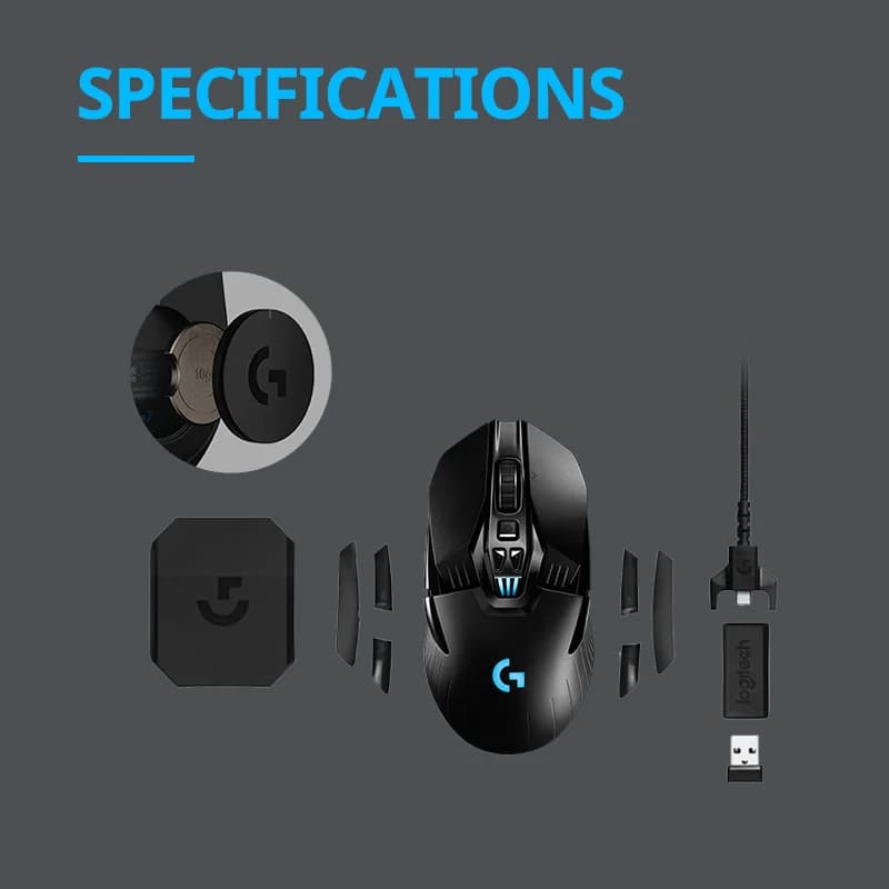 ماوس الألعاب اللاسلكي Logitech G903 LIGHT SPEED بمستشعر Hero 25K متوافق مع PowerPlay وإضاءة Lightsync RGB ودقة 25600 DPI - 6