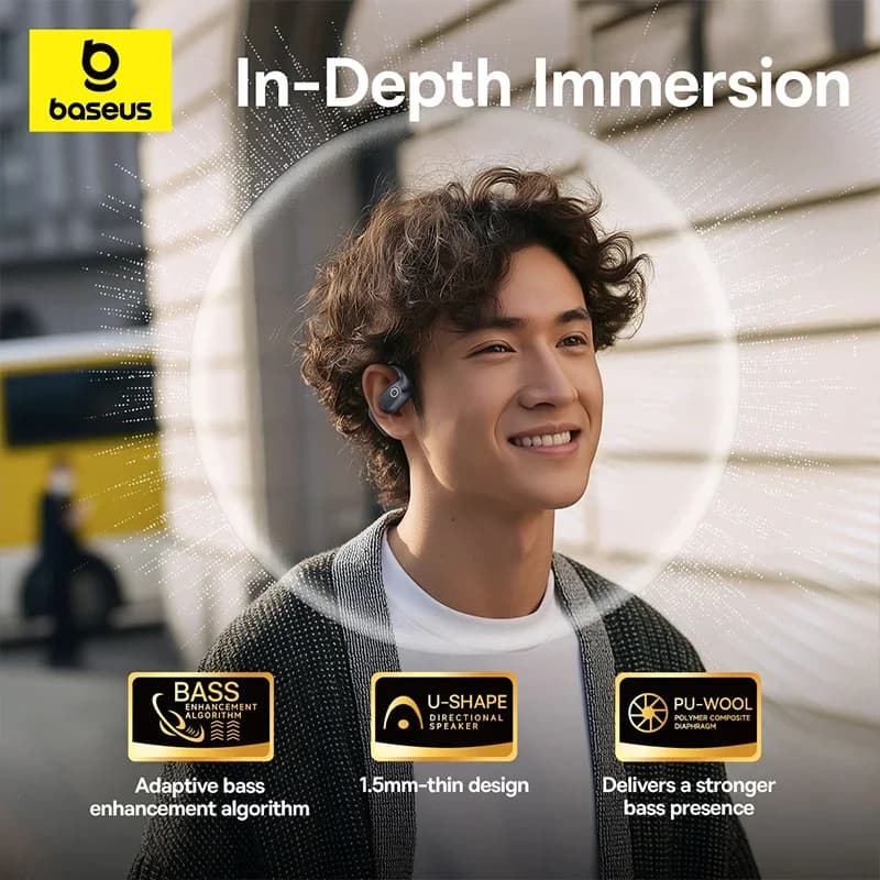 Baseus Eli 2i Fit Open-Ear Earphones True Wireless Bluetooth 6.0 Ear Hooks Headphones IPX5 Waterproof Sports Earbuds Bass Boost - 3