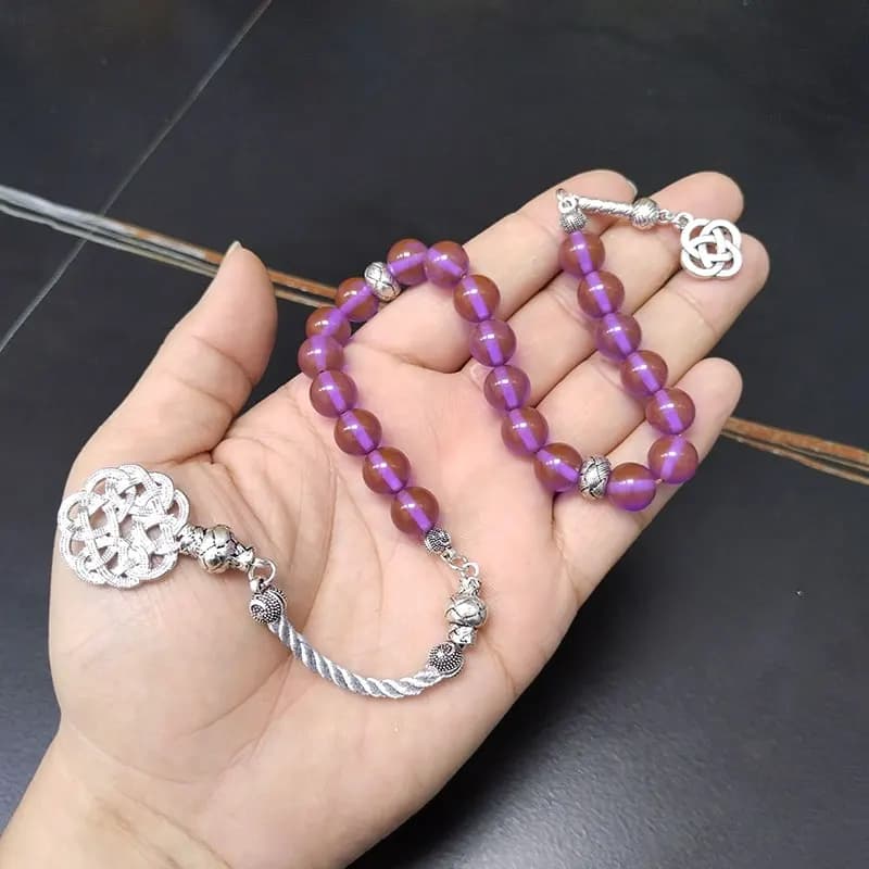 Tasbih purple Resin Turkish fashion Bracelet Accessories on hand prayer beads Eid Gift misbaha - 3