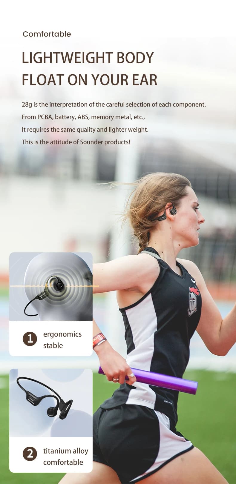 run for aftershokz open ear Bone Conduction Bluetooth earphones 5.3 sports Wireless headsets long endurance for cycling running - 3