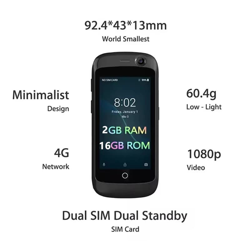 Unihertz Jelly Pro Super Mini Smartphone 2GB RAM 16GB ROM 2.45' Android 7.0 8.0MP Quad Core Small Card Pocket Mobile Phone - 3