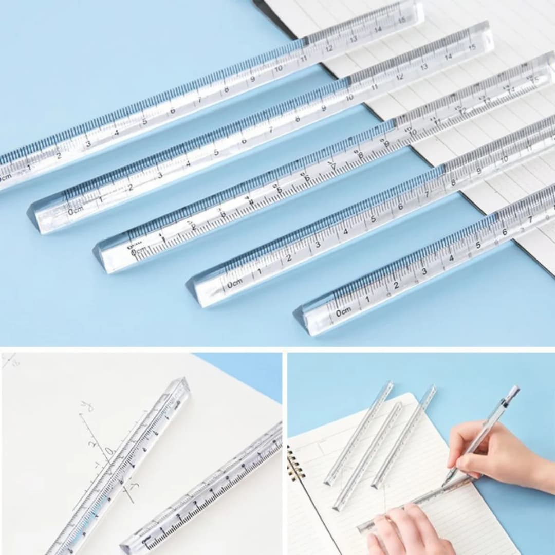 1PCS Transparent Triangle Ruler School and Office Supplies Stationery - 6