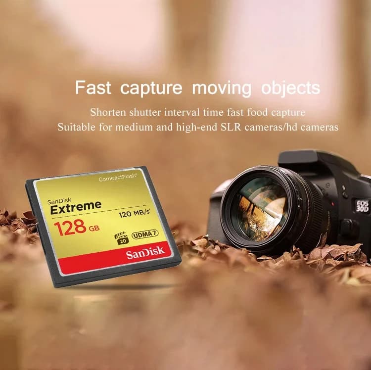 SanDisk Extreme Compact Flash Memory Card 32GB 64GB 128GB 32 64 128 GB CF Card For DSLR Cameras & HD camcorders HD Video Cards - 6