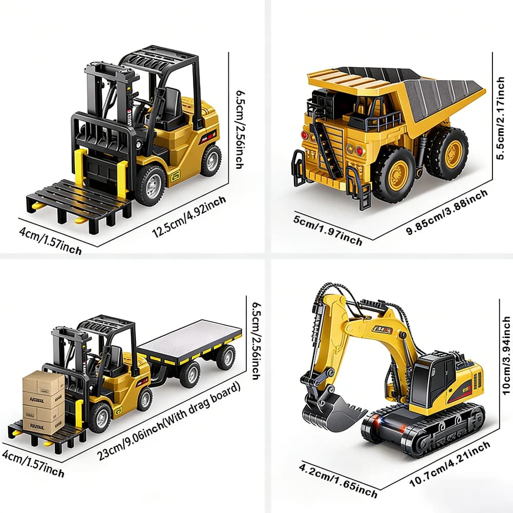 1:64 Bluetooth Remote Control Crane And Forklift two-in-one Desktop Mini Alloy Toy Car With Trailer Christmas Gift In Color Box - 4