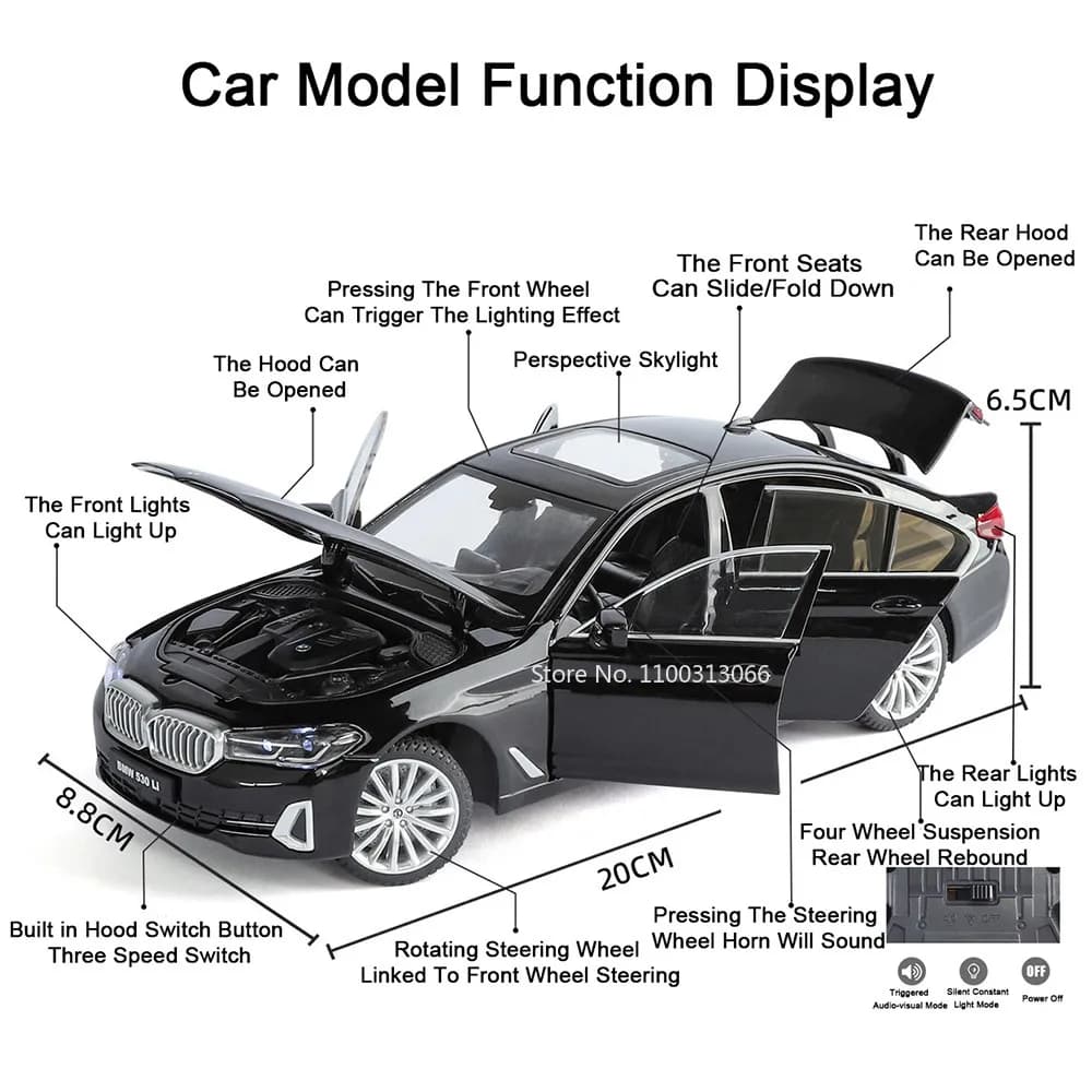 1:24 سلسلة 5 530Li M4 نموذج سيارات لعب سبائك عجلات مصبوبة سحب للخلف سيارة مصغرة أبواب مفتوحة مركبة هدايا مثالية للأطفال - 2