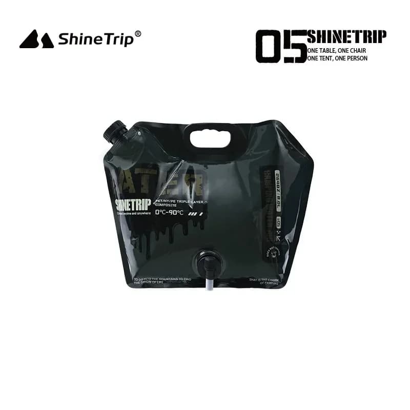 حقيبة ماء تخييم ShineTrip 8 لتر، حاوية ماء محمولة متعددة الاستخدامات، كيس قابل للطي مع صنبور، أدوات خارجية - 5