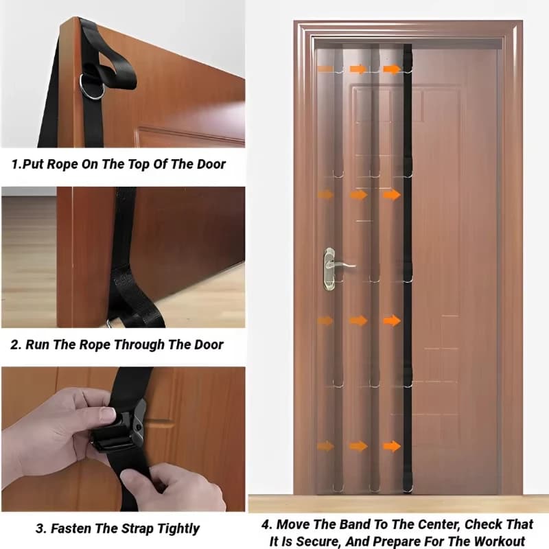 حزام تثبيت الباب بدون ثقب لأشرطة المقاومة، حزام محمول لتمارين اللياقة المنزلية - 4