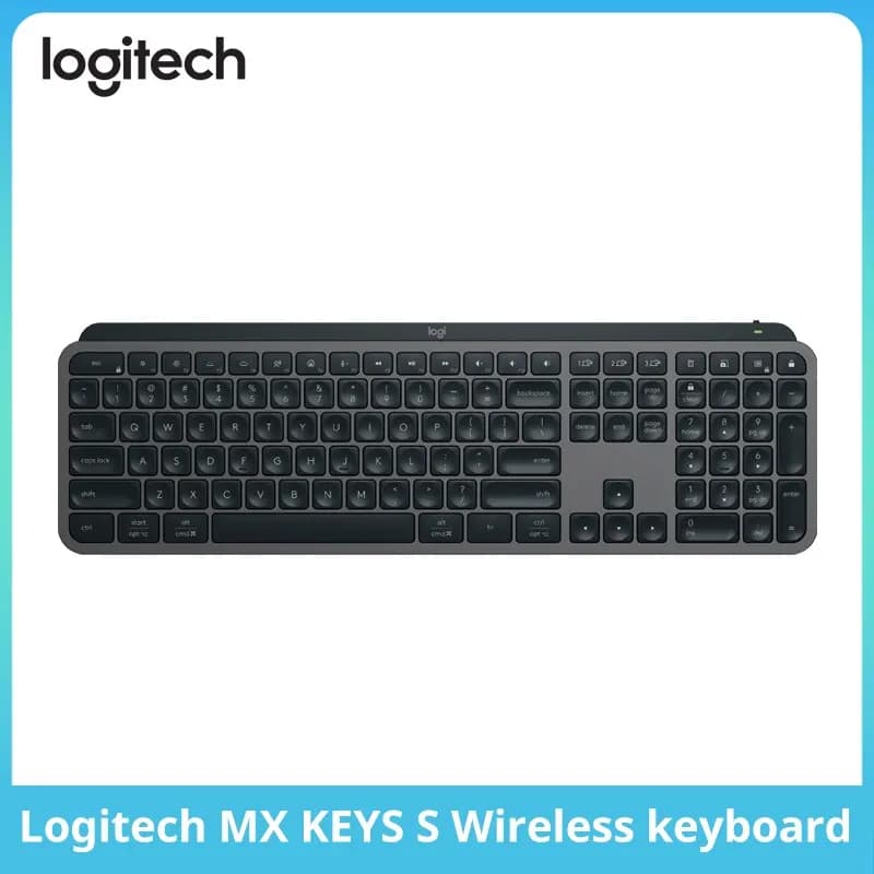 لوحة مفاتيح Logitech MX Keys S جديدة، لاسلكية، بلوتوث، اتصال متعدد الأجهزة، إضاءة خلفية، رقيقة ومحمولة
