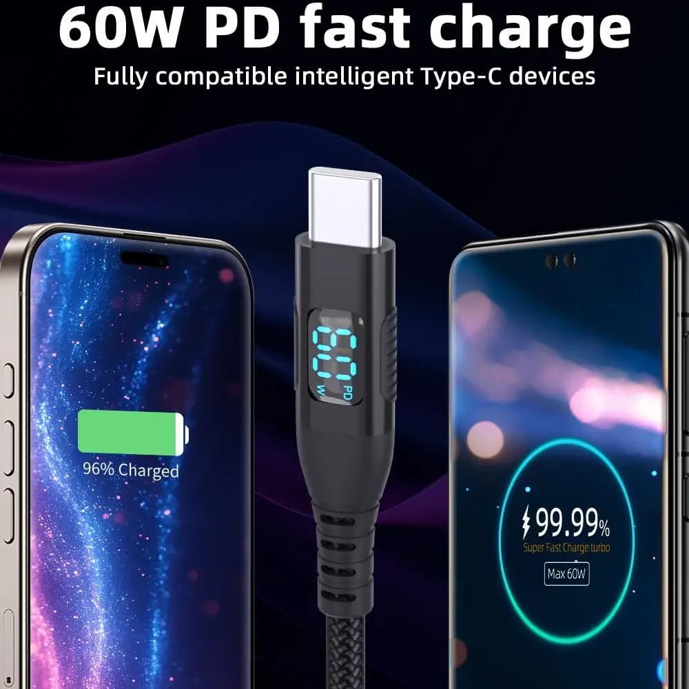 LAIHONEN 1/2 قطعة كابل شحن سريع من USB-C إلى USB-C، نايلون مضفر، لسلسلة آيفون 15، وسامسونج S21-S8 ونوت20-7 وA71 وA51 وA32 وLG موتو PS5 - 2