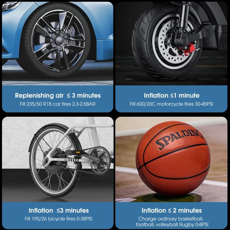 CARSUN Mini Air Pump Tire Inflator Portable Compressor Digital Wired Car Tyre Inflator For Bicycle Balls - 2