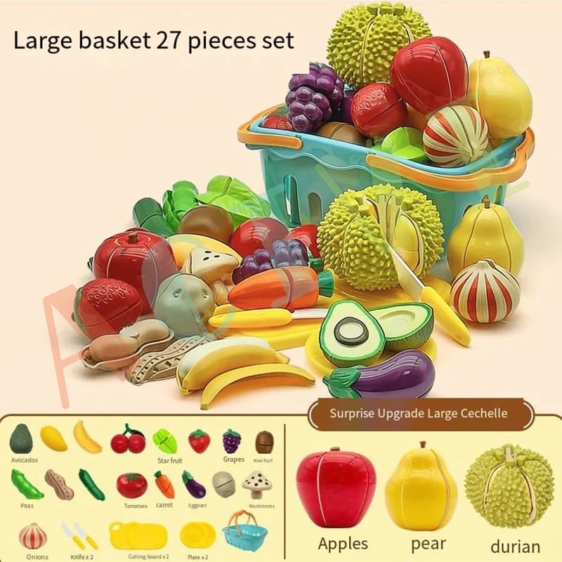 Kid Pretend Play Kitchen Fun Cutting Fruits and Vegetables Food Play House Set Puzzle Education Toys For Kids Boys Girls Gifts - 6