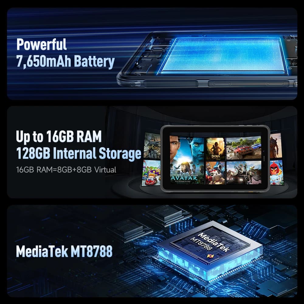 جهاز Ulefone Armor Pad Pro لوحي متين IP68/IP69K 4G MT8788 لوحي ذاكرة وصول عشوائي 16 جيجابايت (8+8 جيجابايت ذاكرة وصول عشوائي) ذاكرة قراءة فقط 128 جيجابايت 48 ميجابكسل Android 7650 مللي أمبير في الساعة - 2