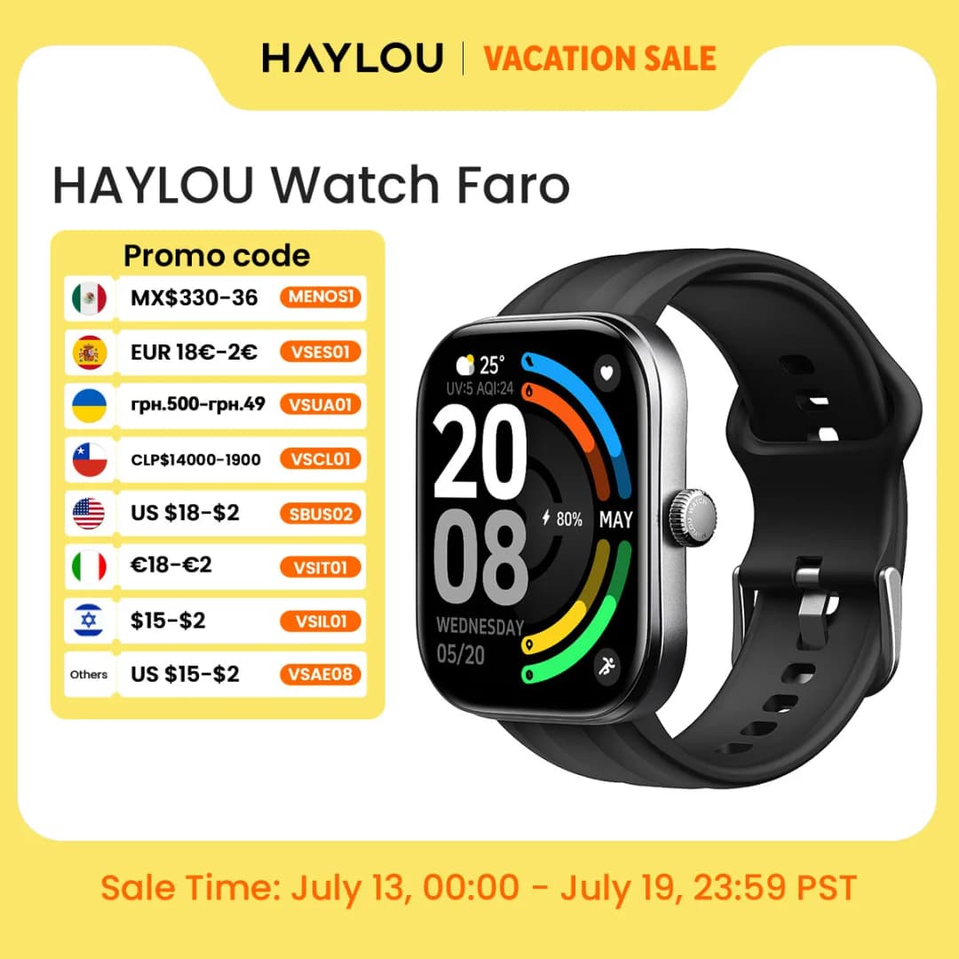 HAYLOU Watch Faro Voice Calling Smart Watch 2.01'' HD Screen 24H Health Monitor 150+ Sports Modes Bluetooth Smartwatch Men Women