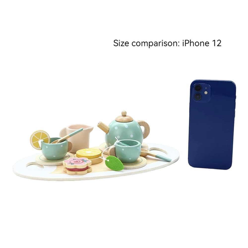 Wooden Children Simulation Afternoon Tea Set Toy Pretend Play Food Learning Role Play Game Early Educational Toys for Toddlers G - 4