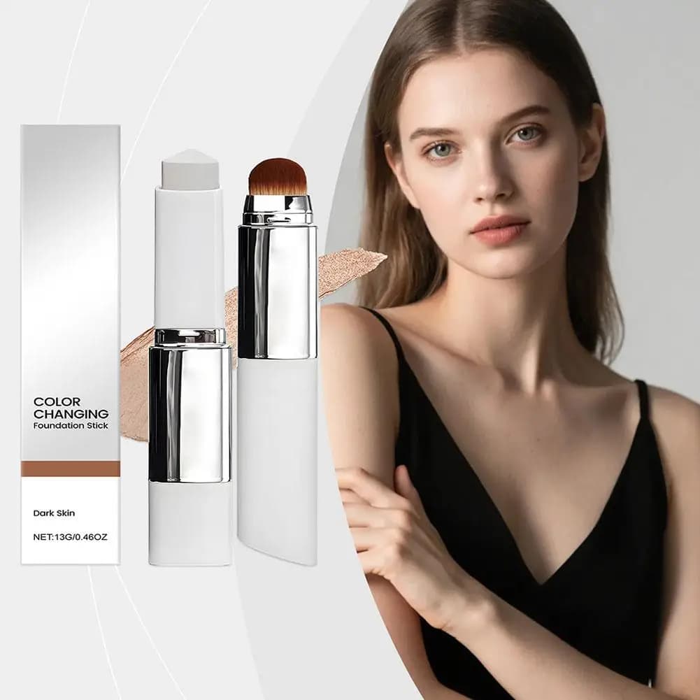 2-in-1 Color-Changing Foundation Stick Liquid Lightweight Moisturizing Brightening Foundation Color Changing For All Skin Types - 6