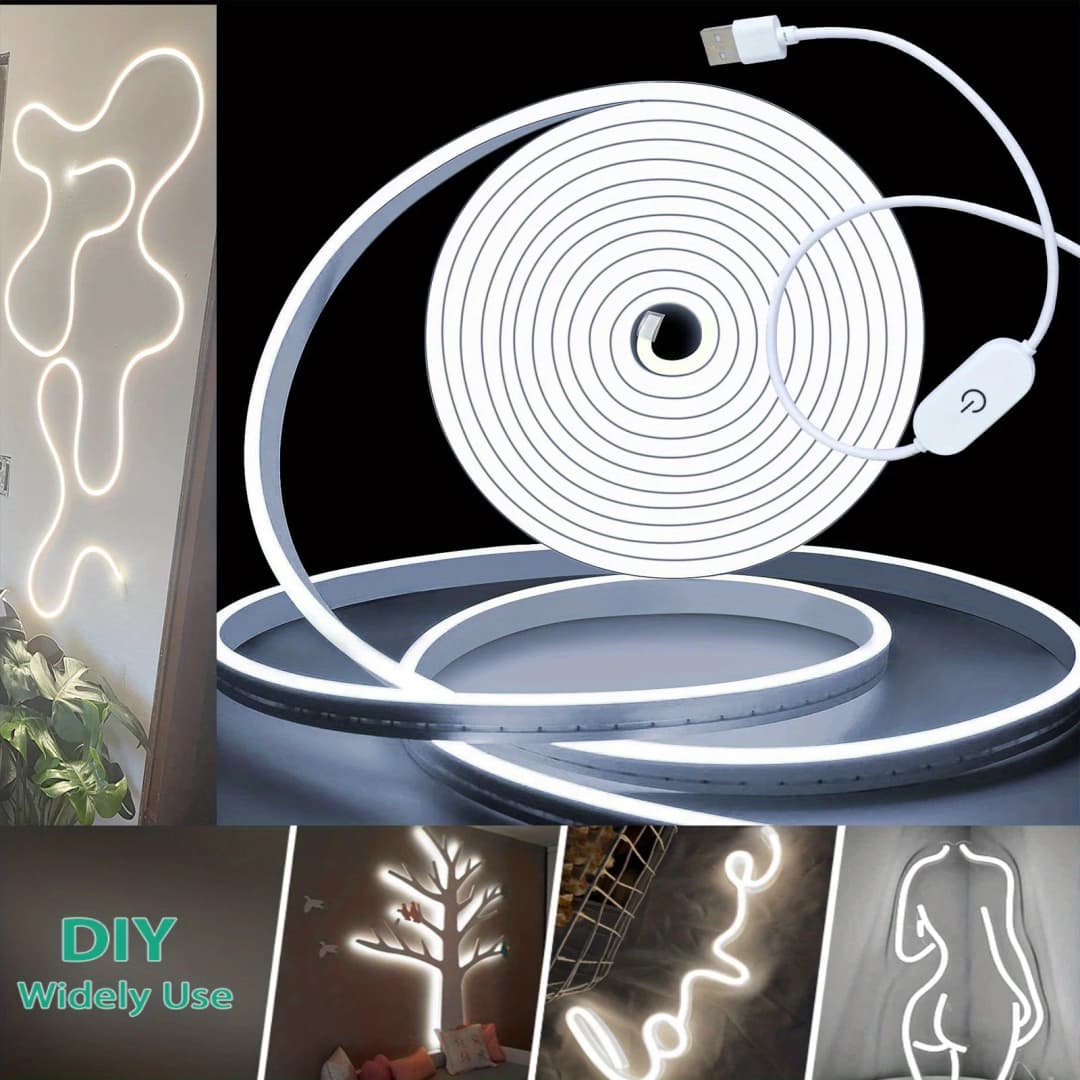 شريط إضاءة نيون ليد ذكي مفتاح مستشعر لمس قابل للتعتيم علامة نيون مرنة شريط ليد مقاوم للماء حبل أنبوب مصباح إضاءة خلفية ديكور