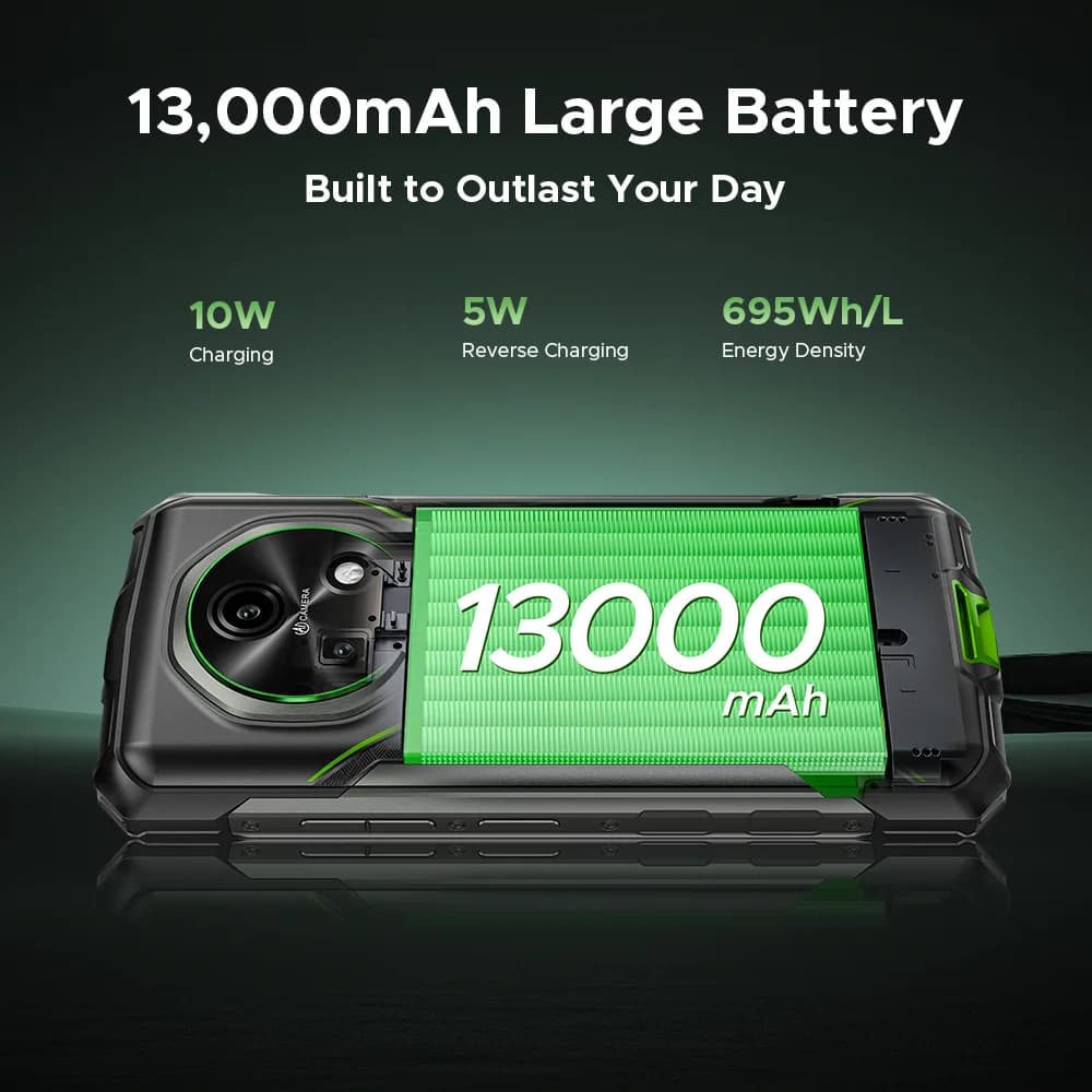 DOOGEE Fire 5 Pro Rugged Phone MTK Helio G81 13000mAh Large Battery 20GB+128GB 6.6" HD+ Display NFC Android 15 Smartphone - 3