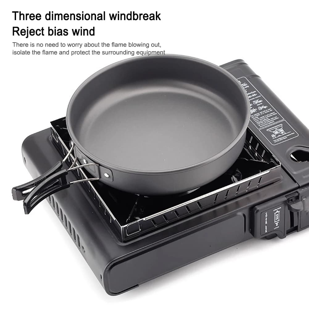 Camping Stove Windscreen Detachable Gas Stove Wind Protector Stainless Steel Furnace Stove Wind Shelter Portable for BBQ Stove - 2