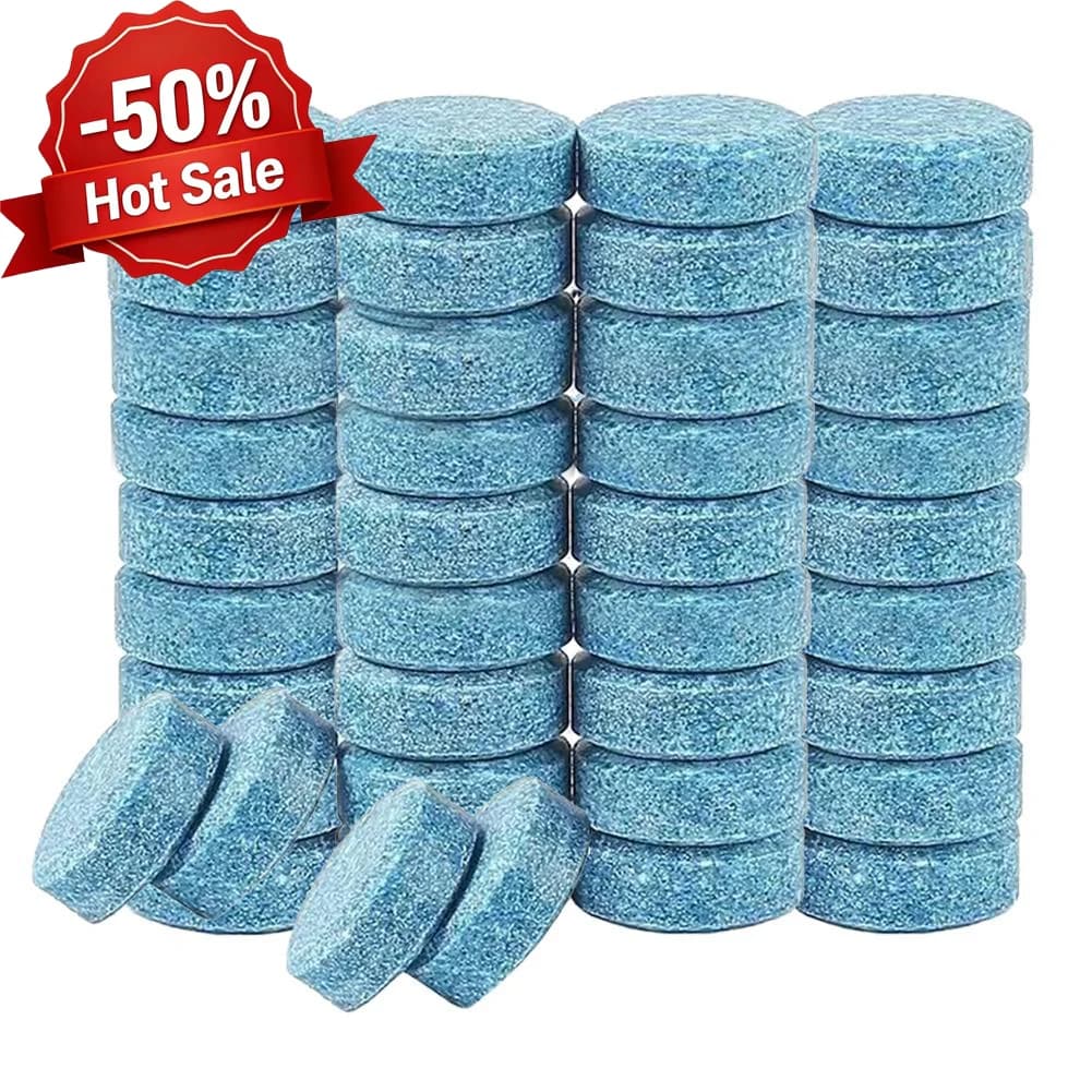 50 قرص منظف زجاج السيارة المركز الفوار، أقراص صلبة فوارة لتنظيف الزجاج الأمامي للسيارة