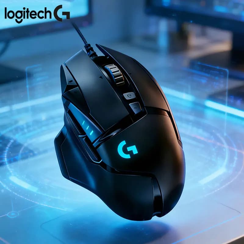 ماوس ميكانيكي سلكي لوجيتك G502 HERO، إضاءة RGB، إصدار أسود، 11 زر قابل للبرمجة، ماوس مخصص للألعاب