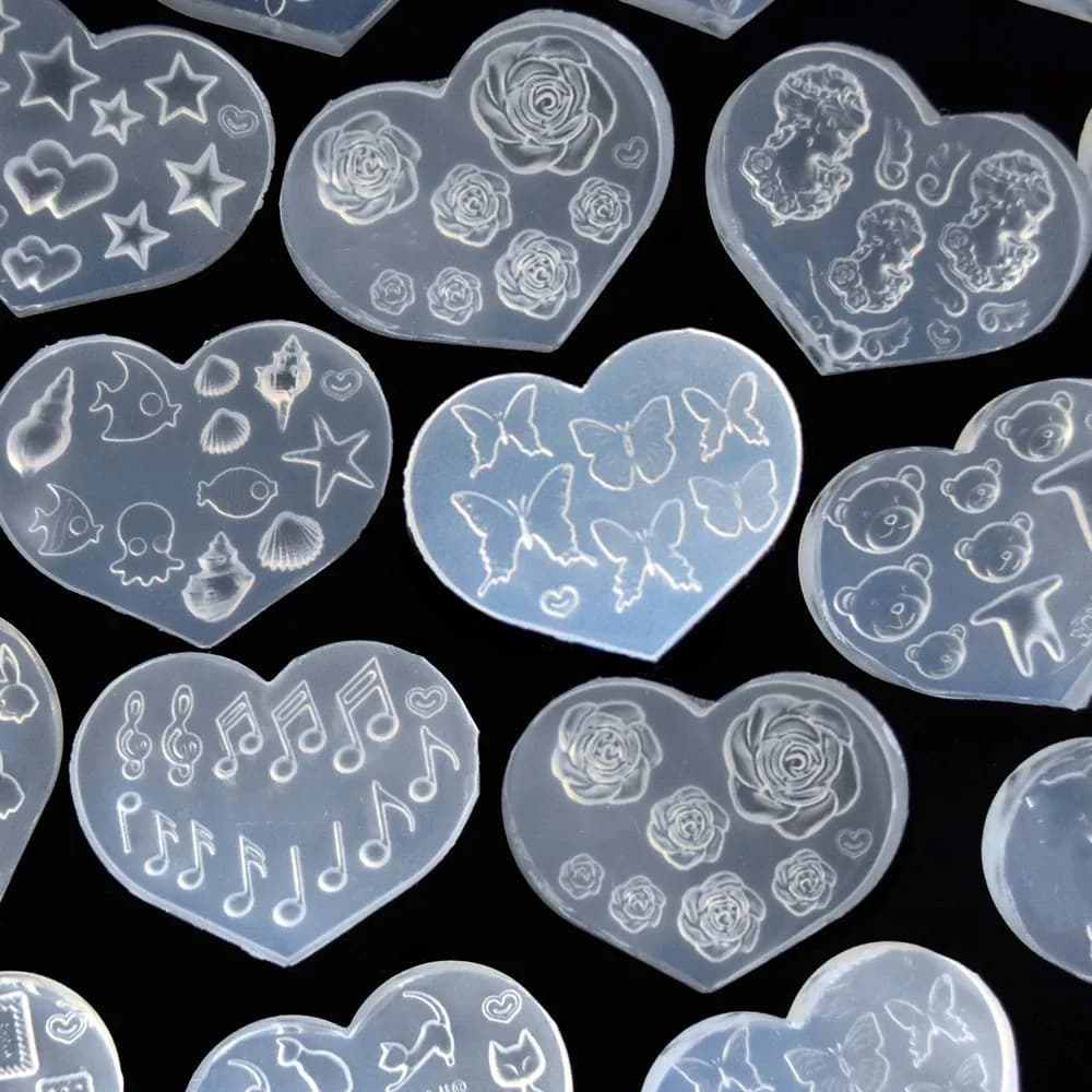 SNASAN Tiny Beads Cartoon Flowers Heart Star Nail Art Earrings Silicone Mould Jewelry Casting Tool UV Epoxy Resin Silicone Mold - 5