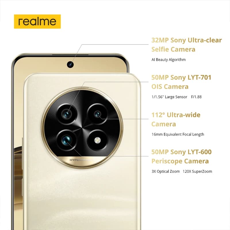 realme 13 Pro Plus Smartphone Global Version Snapdragon 7s Gen 2 5G Chipset Sony LYT-600 Periscope OIS Camera AI Imaging NFC - 3