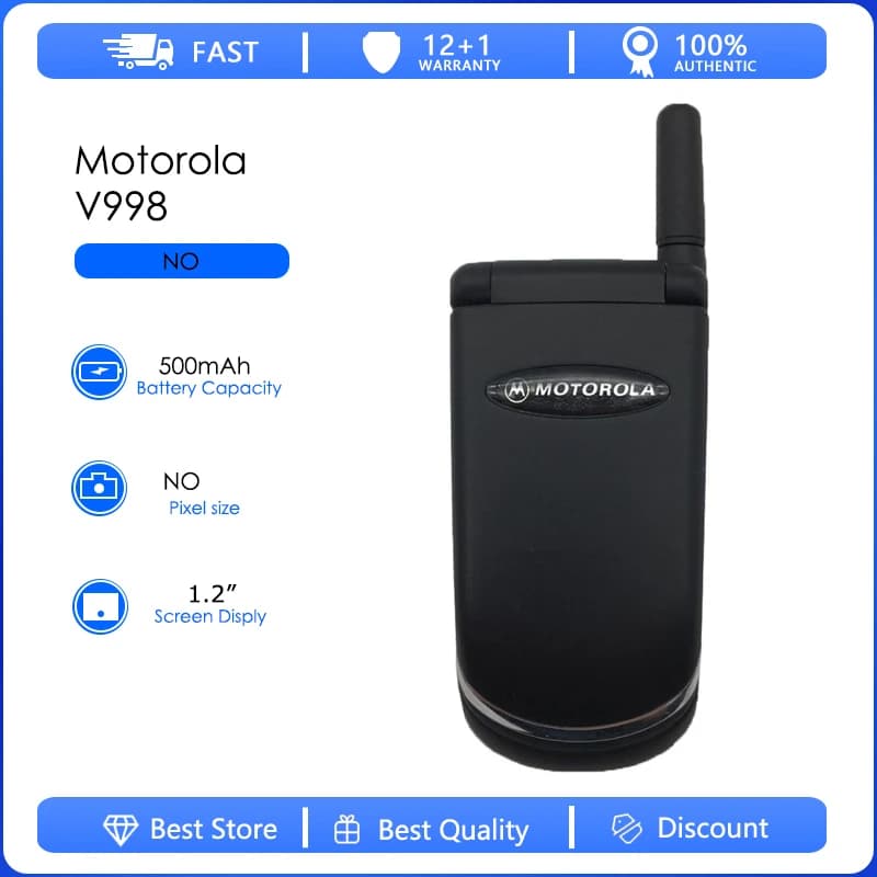 Refurbished Motorola V998 Original V998 Detachable Battery 500mAh Cell Phone Wholesale Free shipping Only Support English