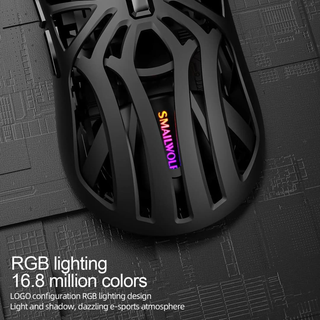 SMAILWOLF RS8 3-Mode Wireless Gaming Mouse BT5.1 2.4G Wired 24000 DPI 6 Keys 70g 1000Hz RGB Game Mouse For PC Gamer - 6