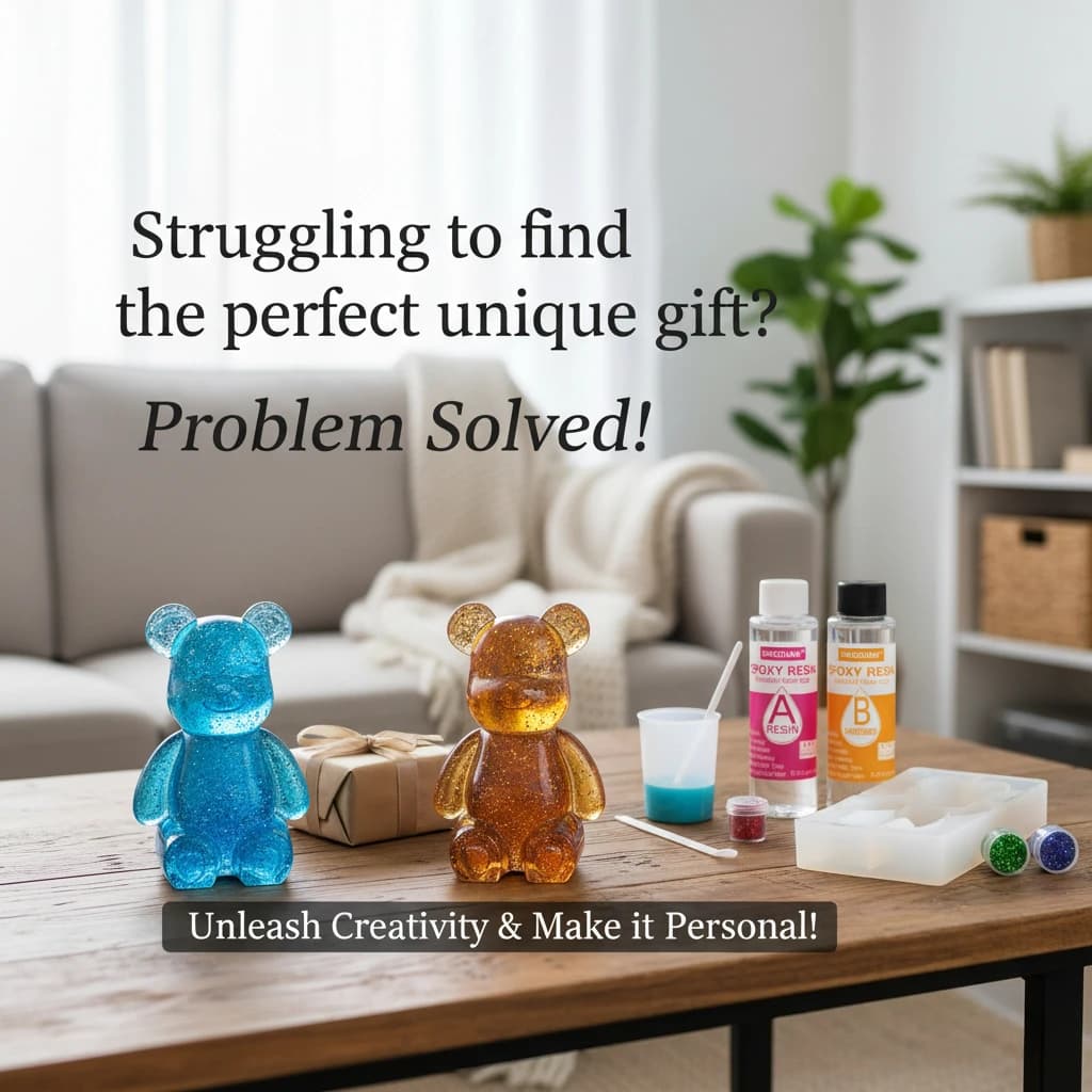 مجموعة راتنج إيبوكسي كريستال يدوية مع قالب سيليكون لدب واقف ثلاثي الأبعاد ومجموعة غراء AB شفاف لصنع المجوهرات وديكور المنزل وفن الصب - 5