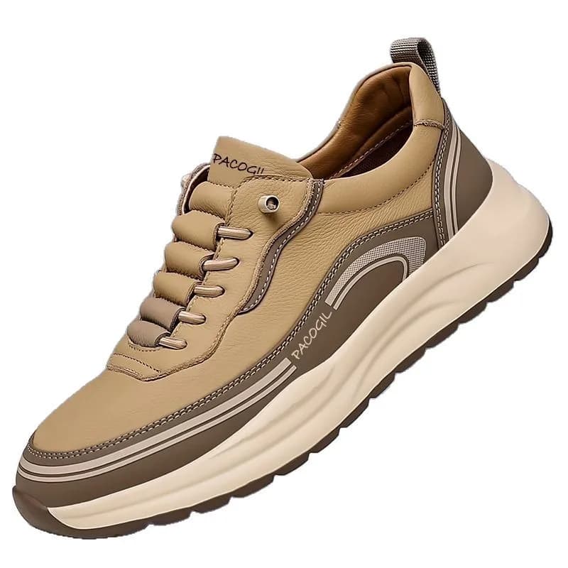 أحذية رياضية رجالية ربيع وصيف 2025، انزلاق سهل، نعل سميك، قابلة للتنفس، نعل ناعم، مقدمة دائرية، جلد - 5