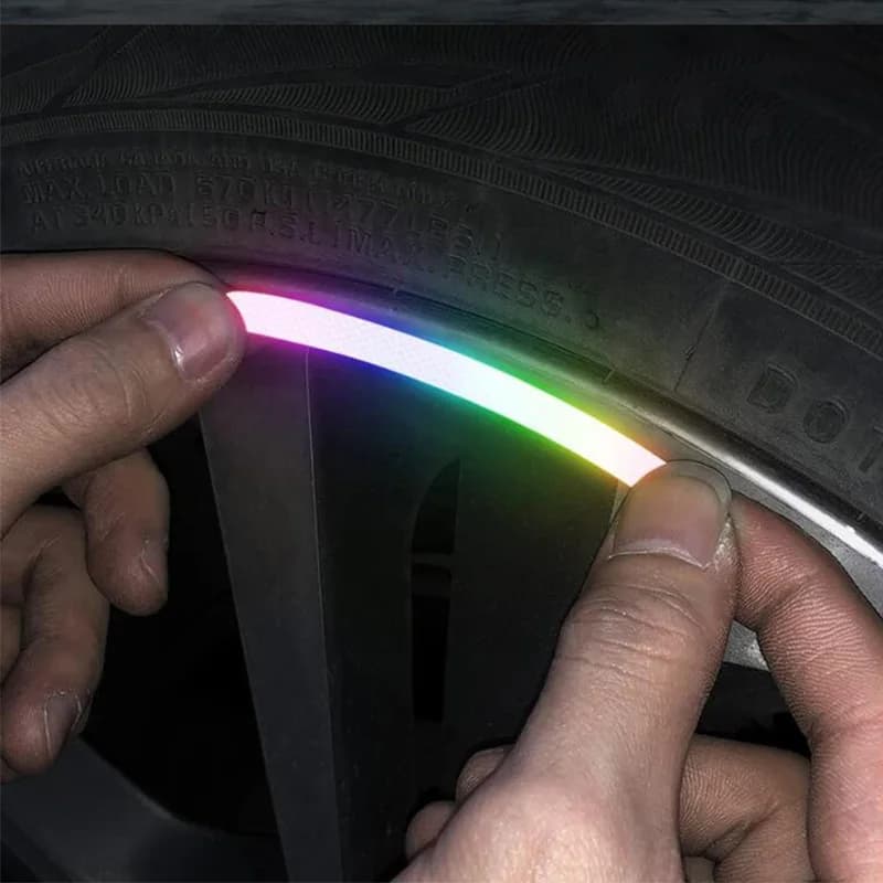 Anti-Collision Reflective Warning Stickers For Car Motorcycle, Bicycle Wheels, Seven-Color Laser Car Decoration Accessories - 4