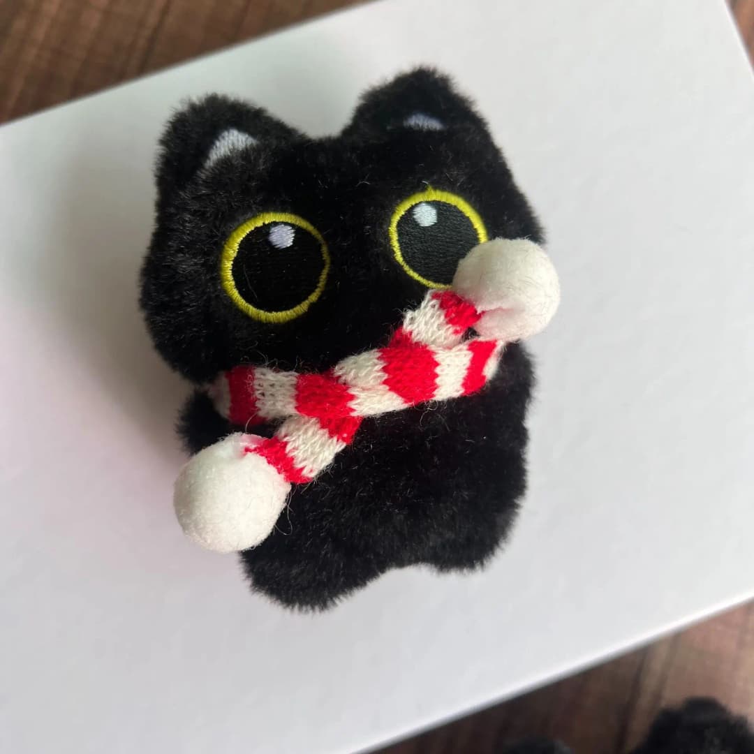 Cartoon Cute Black Cat Plush Keychain Squeaky Toy Squishy Bag Pendant Soft Stuffed Toy Ins Style Cuddly Cat Doll Boys Girls Gift - 6
