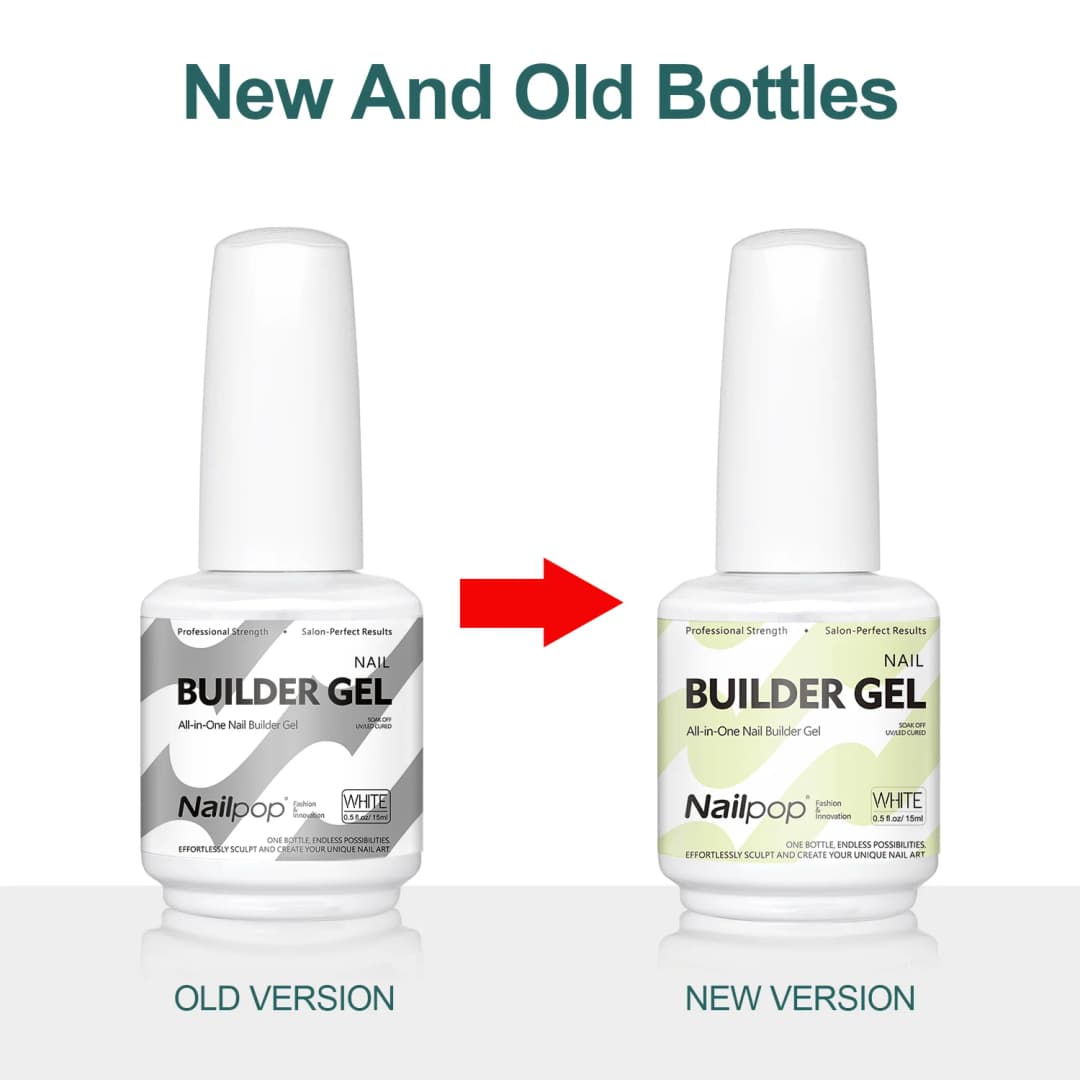 Nailpop Builder Nail Gel 4 Colors Base Coat Strengthener Thickening Extension Rhinestone Glue Gel Polish Brush in Bottle 15ml - 6