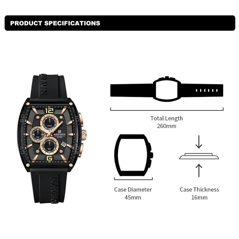 NAVIFORCE Brand High Quality Military Sports Men Watches Quartz 50m Waterproof Silicone Strap Date Original Watches for Men 2025 - 3