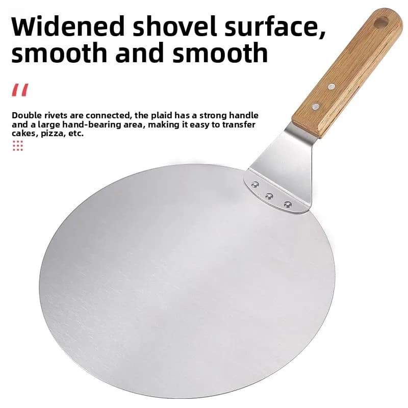 مقشر بيتزا من الفولاذ المقاوم للصدأ بمقبض خشبي - مجرفة خبز احترافية لنقل الفرن واستخدام المطبخ المنزلي - 2
