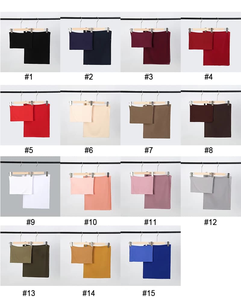 طقم حجاب وغطاء رأس نسائي مكون من قطعتين للاستخدام اليومي حجاب مسلم وشاح شيفون وغطاء رأس مرن عمامة أنبوبية أوشحة رأس - 6