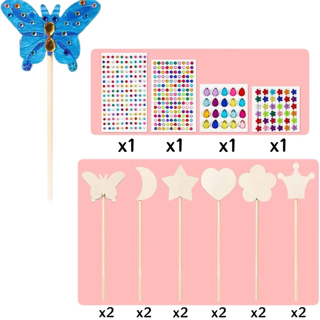 6/12Pcs DIY Wooden Princess Wands Craft Kit Unfinished Wooden Wands for Painting Fun Party Supplies for Birthday Parties Gift - 2