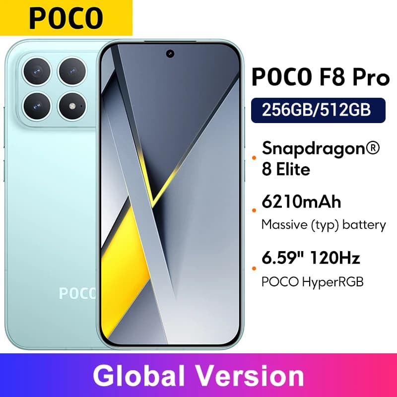 POCO F8 Pro 5G Global Version Smartphone Snapdragon® 8 Elite 6.59" 120Hz POCO HyperRGB AMOLED Display 50MP 6210mAh