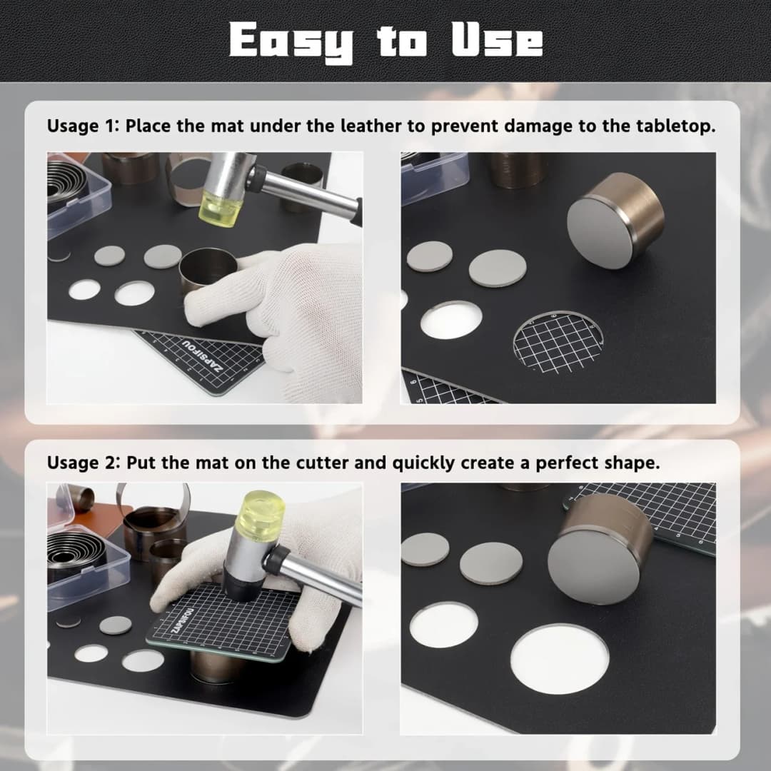 22 قطعة ثقب دائري لكمة 1-50 مللي متر، مجموعة أدوات قطع مجوفة مع حافظة للحرف الجلدية اليدوية - 6