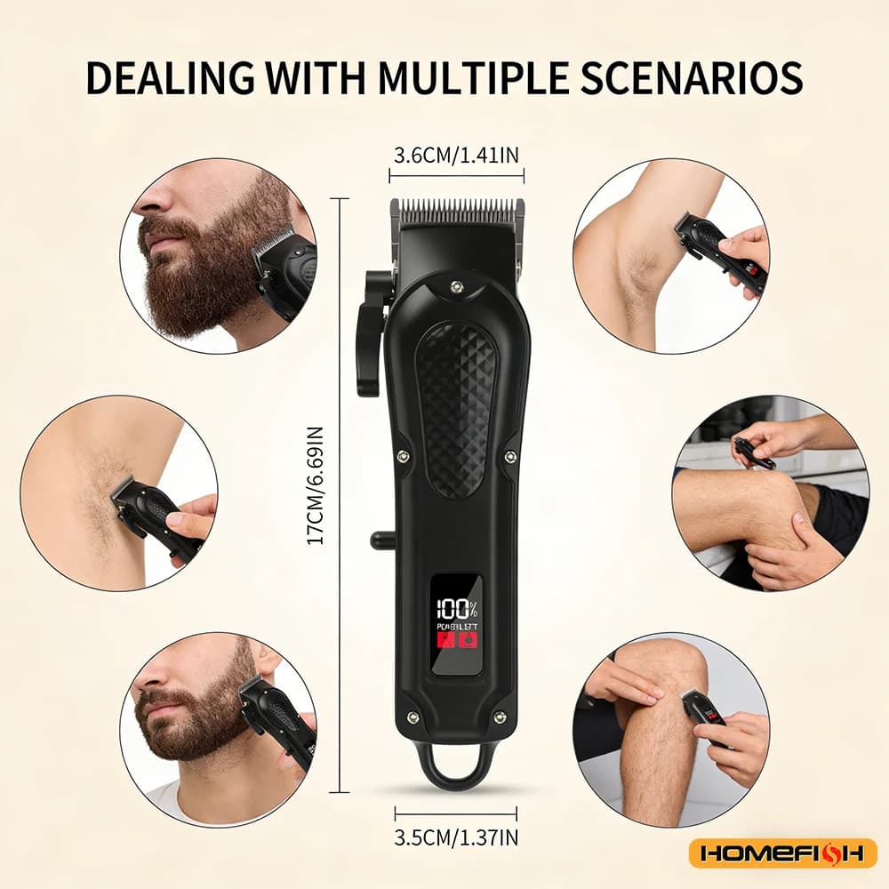 ماكينة قص شعر واحترافية قابلة للشحن عبر USB، ماكينة تشذيب اللحية، لاسلكية، هدية مثالية للرجال - 6
