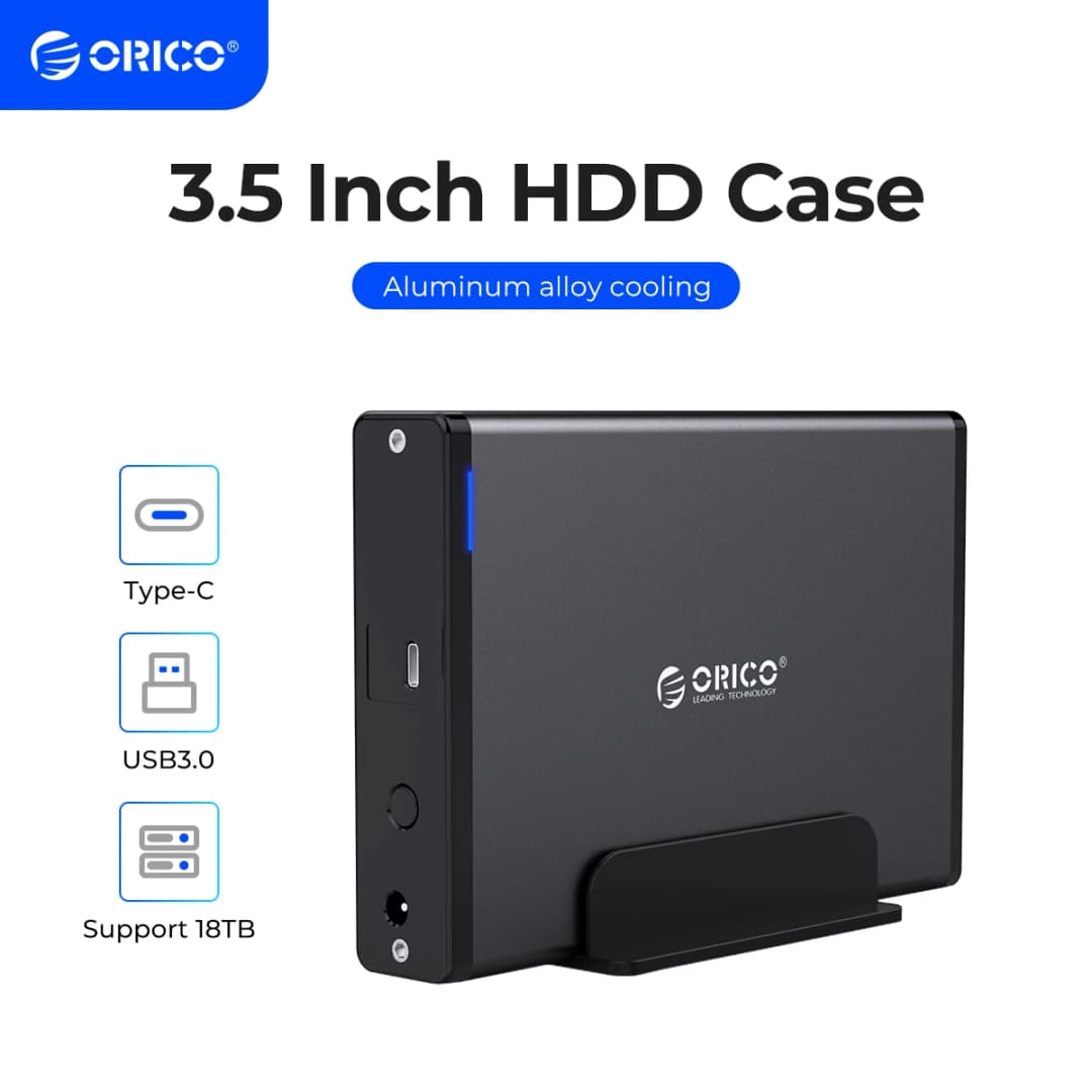 علبة أقراص صلبة ORICO 3.5 بوصة Type-C وUSB3.0 مع غلاف خارجي SATA إلى USB 3.1 لقارئ الأقراص الصلبة الخارجية 2.5/3.5 بوصة