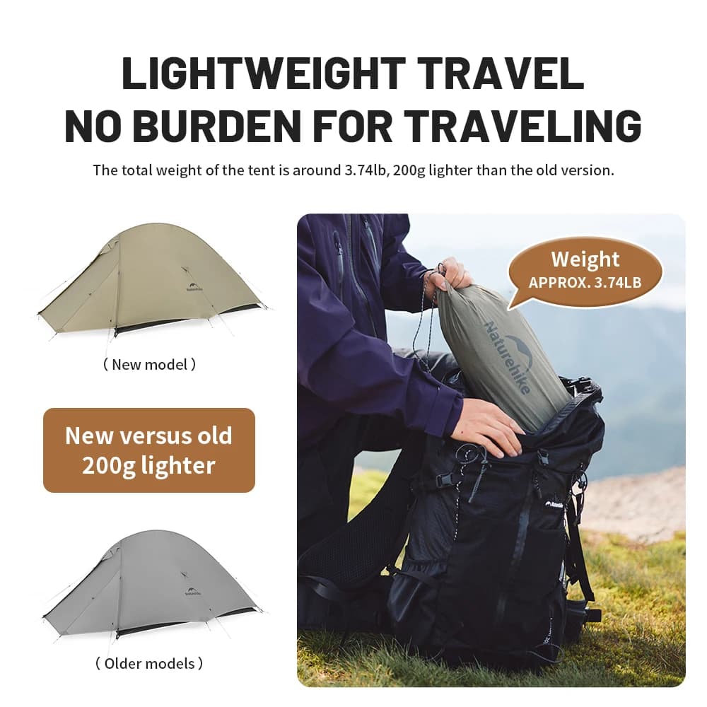 Naturehike Cloud up 2 pro Two Person Hiking Tent Lightweight Outdoor Camping Professional Camping Equipment - 2