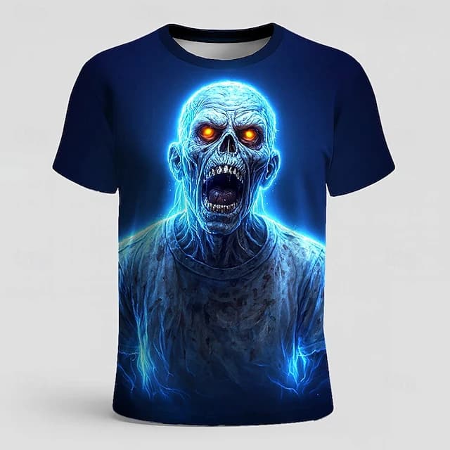 Halloween Skeleton 3D Printed  Men's T-shirt Summer Outdoor Casual Horror Pattern Short Sleeve Top Y2k Men Clothing - 5