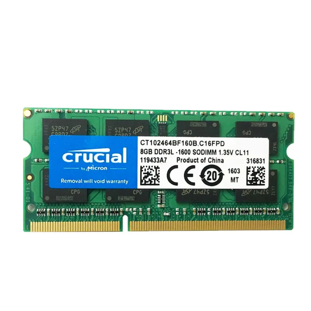 ذاكرة كمبيوتر محمول DDR3 DDR3L من Crucial، 8GB، 4GB، 2GB، 1066MHz، 1333MHz، 1600MHz، PC3L-12800، 10600، 8500، SODIMM، 1.35V/1.5V - 3