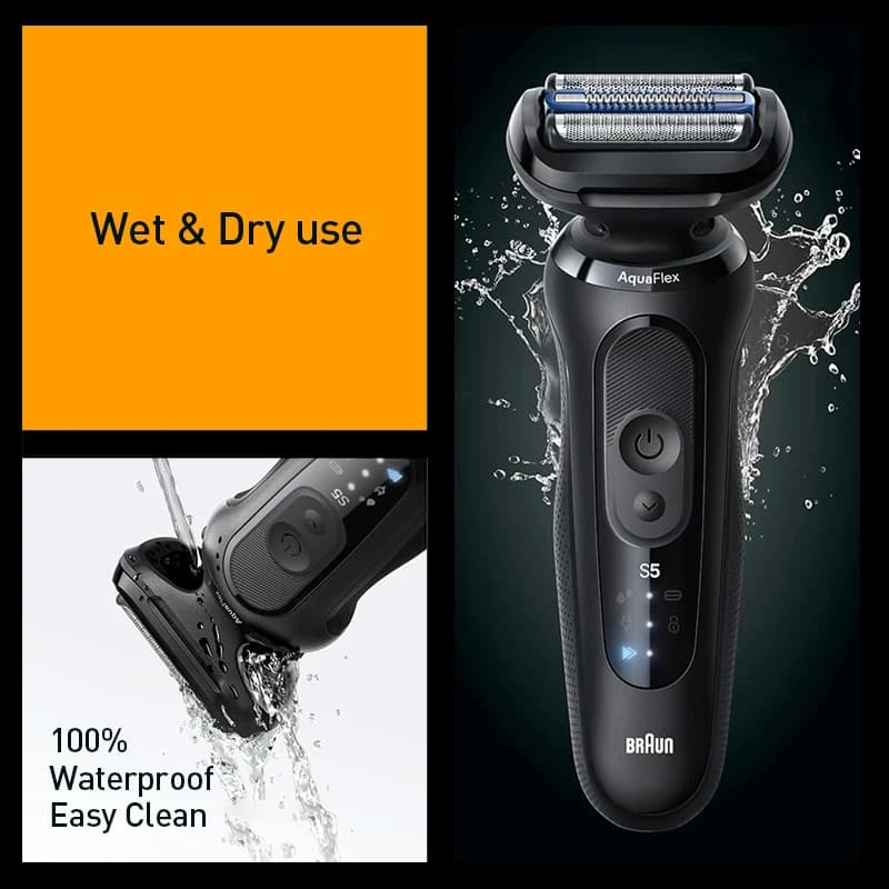 ماكينة حلاقة كهربائية براون سلسلة 5 برو 53-N20010cs SkinAir حلاقة لطيفة AutoSense طاقة متكيفة رأس عائم 4D للحلاقة الجافة والمبللة - 5